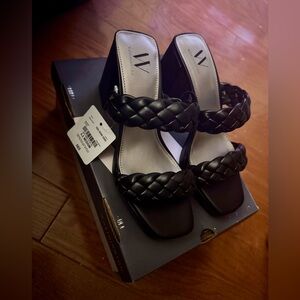 Worthington Black Braided Double Strap Heels-Women’s Size 5.5 – NEW w/ Box&Tags